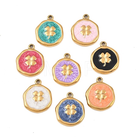 304 Stainless Steel Enamel Pendants STAS-P425-01G-11-1
