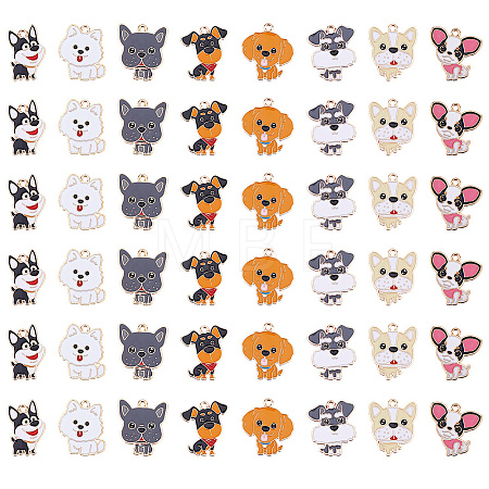 48Pcs 8 Styles Alloy Enamel Pendants FIND-DC0008-64-1