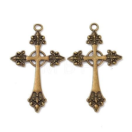 Cross Tibetan Style Alloy Big Pendants TIBEP-Q058-04AB-FF-1