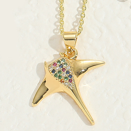 Brass Micro Pave Colorful Cubic Zirconia Pendant Necklaces for Women WGA87B1-03-1