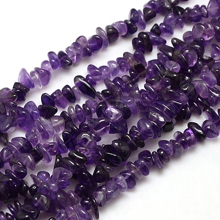 Natural Amethyst Chips Beads Strands X-G-P030-02-1