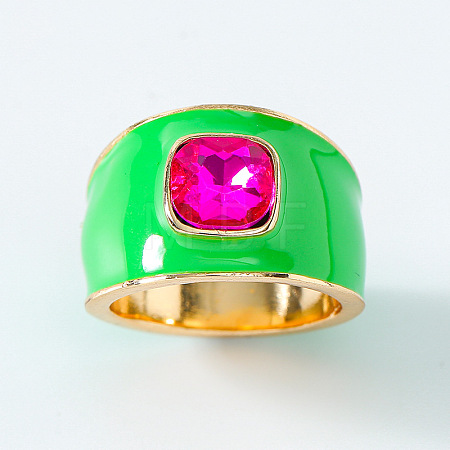Zinc Alloy Enamel Glass Finger Rings FS-WG383A9-05-1