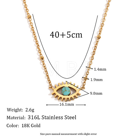 316L Surgical Stainless Steel with Synthetic Turquoise Pendant Necklaces WGEA815-02-1