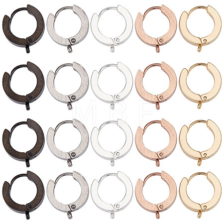 20Pcs 5 Style Stainless Steel Huggie Hoop Earrings Findings STAS-SC0004-51-1
