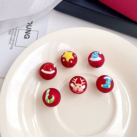 Christmas Theme Opaque Acrylic Beads OACR-E025-03-1
