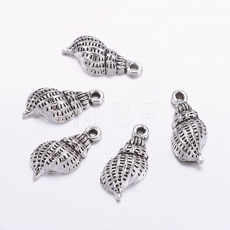 Tibetan Style Alloy Whelk/Conch Shell Pendants X-TIBEP-Q043-226-RS-1
