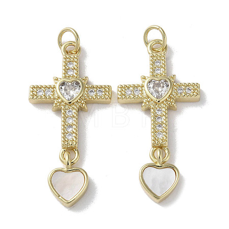 Brass Micro Pave Cubic Zirconia Pendants KK-G485-29A-G-1