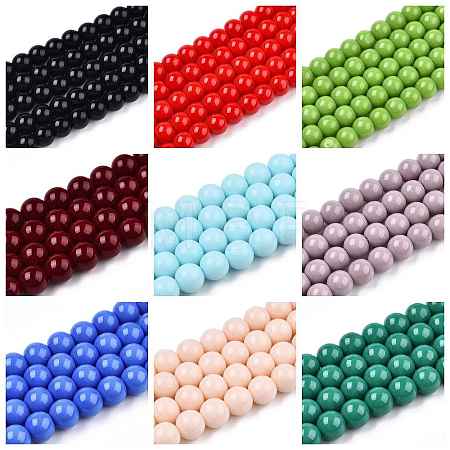 Opaque Solid Color Glass Beads Strands GLAA-T032-P6mm-M-1