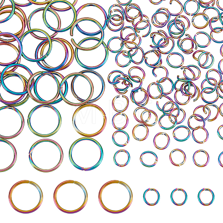 150Pcs 2 Styles Ion Plating(IP) 304 Stainless Steel Open Jump Rings Sets STAS-UN0045-97-1