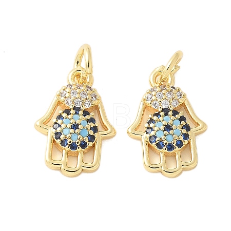Brass Micro Pave Cubic Zirconia Charms KK-U056-47G-1
