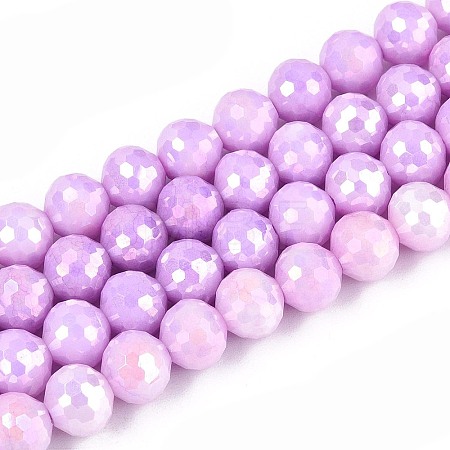 Anti-Tarnish Electroplate Glass Beads Strands GLAA-N056-8mm-03-1