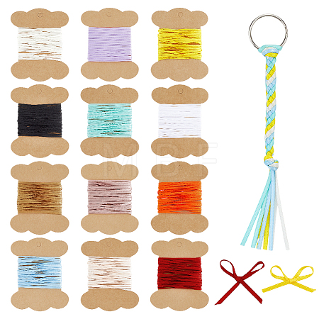 12 Colors Polyester Ribbons SRIB-PH0001-87-1