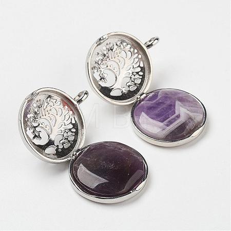 Natural Amethyst Pendants G-G910-B13-1