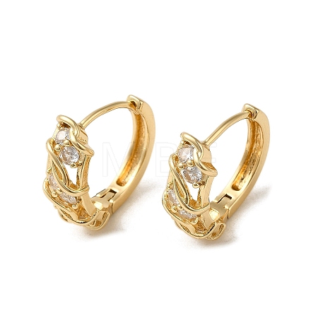 Brass Micro Pave Cubic Zirconia Hoop Earring EJEW-L271-19KCG-03-1