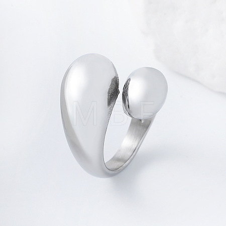 304 Stainless Steel Cuff Open Rings for Women AP0200-1-1
