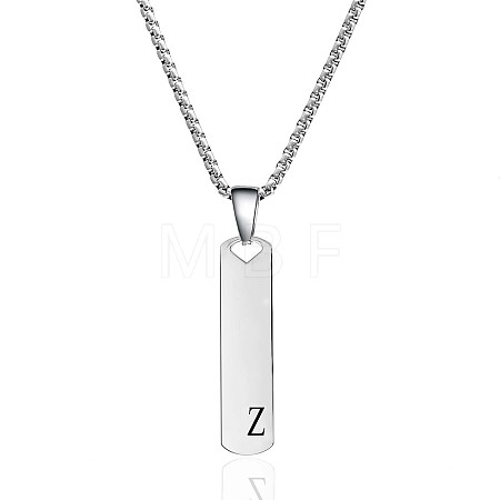 304 Stainless Steel Rectangle with Letter Pendant Box Chain Necklaces FS-WGD7C78-26-1