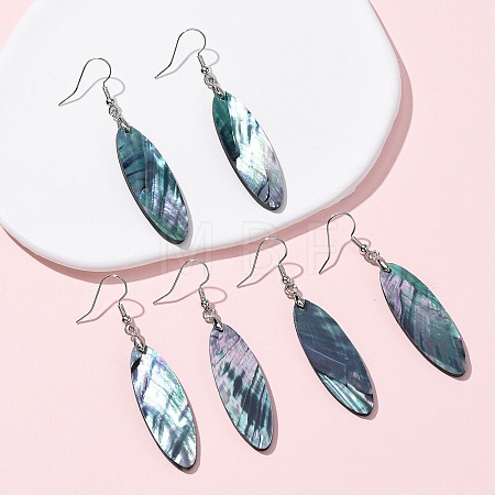 Brass Abalone Shell Dangle Earrings EJEW-C161-01B-1