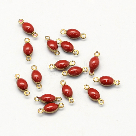 Antique Golden Plated Brass Enamel Oval Links X-KK-Q570-06H-1