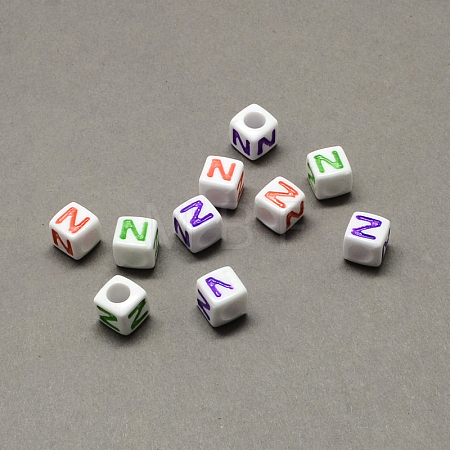 Large Hole Colorful Acrylic Letter European Beads SACR-Q104-02Z-1