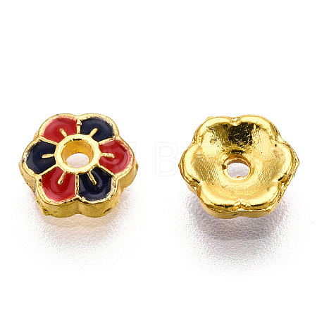 6-Petal Alloy Enamel Bead Caps X1-ENAM-TAC0023-06-1