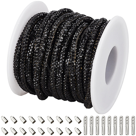 7.1 Yards Glass Rhinestone Synthetic Rubber Round Cord DIY-GF0013-74C-1