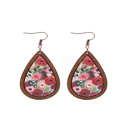Wood Dangle Earrings FS-WG89FD2-01-1
