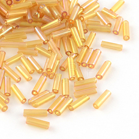 AB Color Plated Glass Bugle Beads SEED-R012-162B-1