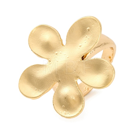Flower Alloy Open Cuff Rings for Women RJEW-M018-01G-1