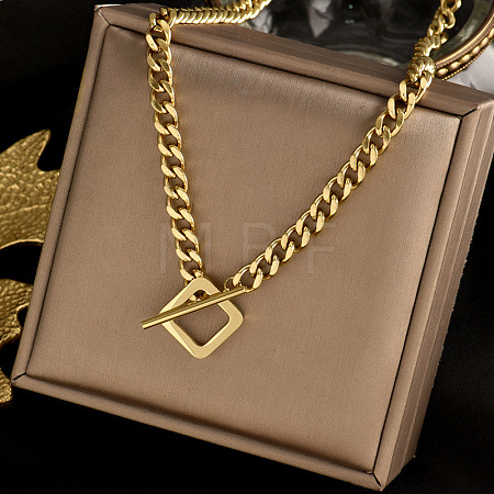 Rhombus Toggle 304 Stainless Steel Pendant Necklaces for Women FS-WG6DB9B-01-1