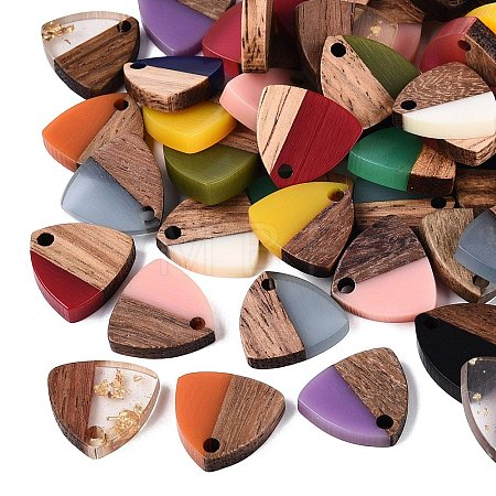 Opaque & Transparent Resin & Walnut Wood Pendants RESI-N053-33-1