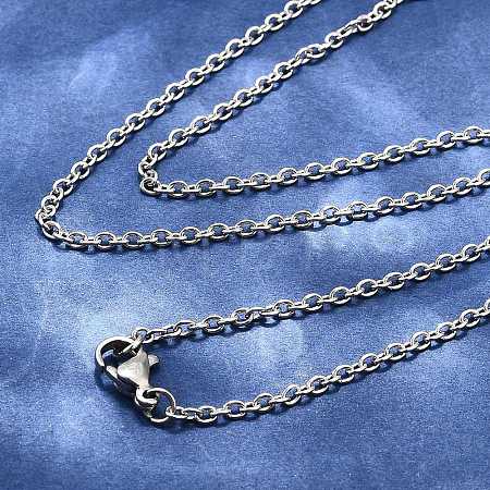 Tarnish Resistant Classic Plain 304 Stainless Steel Mens Womens Cable Chain Necklace Making STAS-P045-01P-1