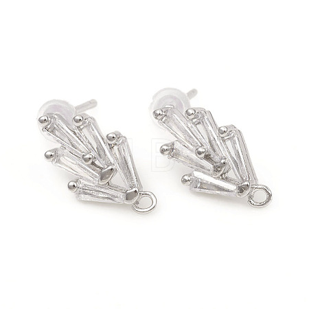 Brass Stud Earring Findings ZIRC-L096-16P-1