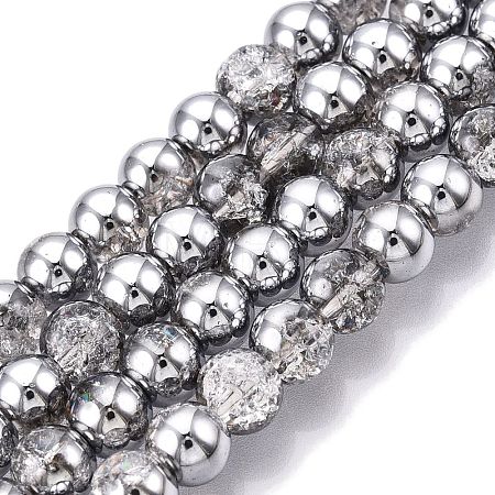 Electroplated Crackle Glass Beads Strands EGLA-N014-6mm-03-1