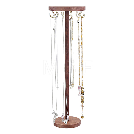 Round Wooden Necklace Organizer Display Stands NDIS-WH0010-34A-1