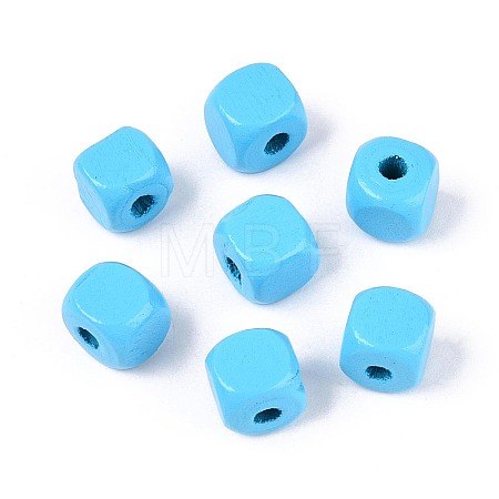 Spray Painted Wooden Beads WOOD-P021-01B-26-1
