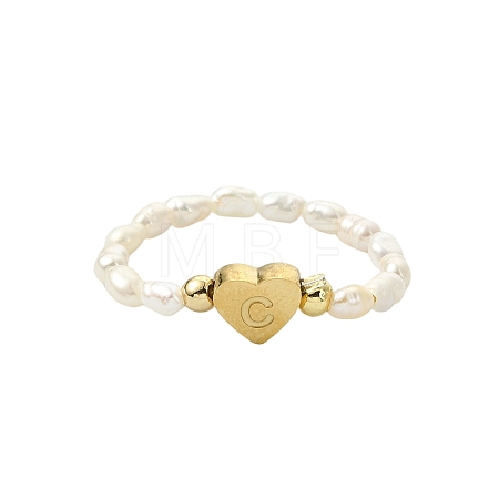 Natural Freshwater Pearl & 304 Stainless Steel Bead Finger Rings RJEW-FS00001-03-1