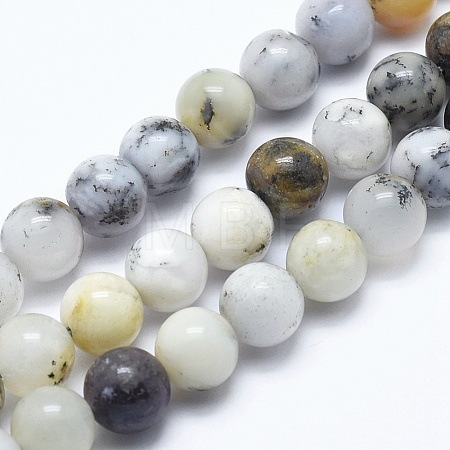 Natural White African Opal Beads Strands G-E472-02-6mm-1