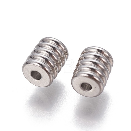 Tarnish Resistant 201 Stainless Steel Grooved Beads X-STAS-P239-06P-1