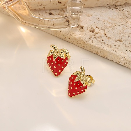 304 Stainless Steel Enamel Stud Earrings WG7643B-02-1