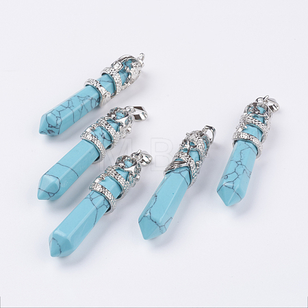Synthetic Turquoise Big Pointed Pendants G-G738-A-10-1