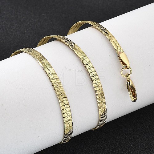 Brass Flat Snake Chain Necklaces for Women NJEW-U035-05G-1