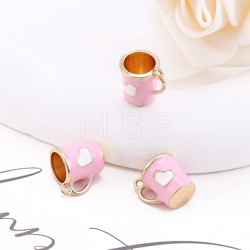 Alloy Enamel Mug Cup with Heart Miniature Ornaments PW-WG9EB43-05-1