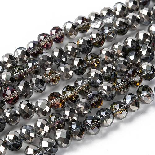 Electroplate Glass Faceted Rondelle Beads Strands EGLA-D020-10x8mm-21-1