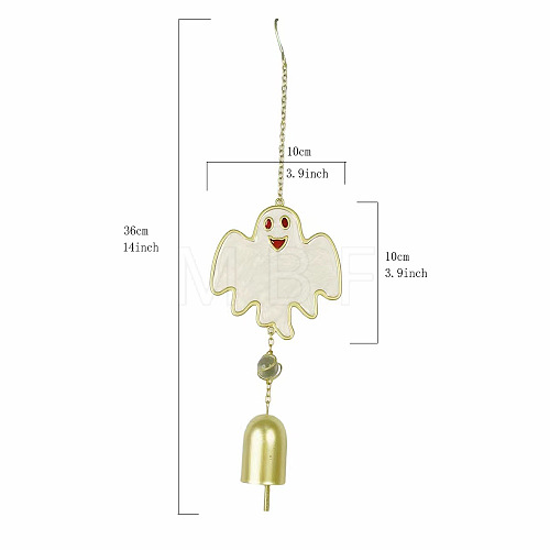 Halloween Ghost Alloy & Iron & Eanmel Wind Chime PW-WG7FA08-03-1