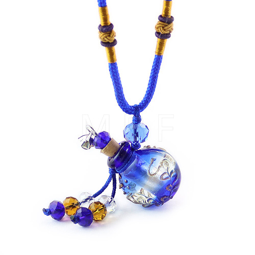 Lampwork Perfume Bottle Pendant Necklace with Glass Beads BOTT-PW0002-059A-08-1