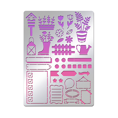 Custom Garden Diary Stainless Steel Cutting Dies Stencils DIY-WH0289-017-1