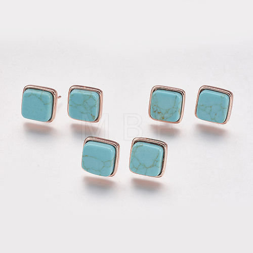 Synthetic Turquoise Stud Earrings EJEW-F139-A04-1