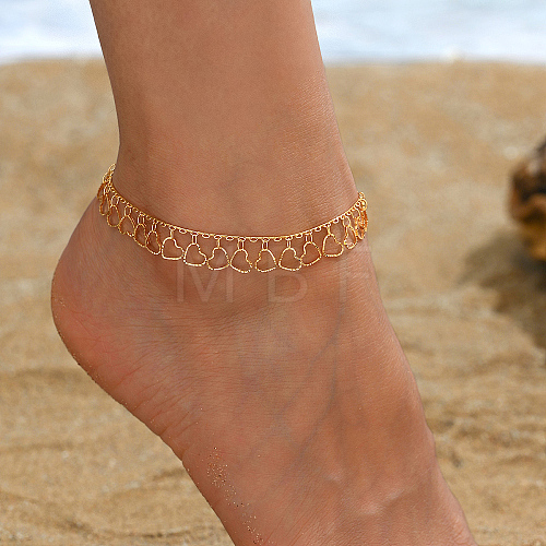 Beach Style Adjustable Heart Charm Anklets for Women RN1564-1