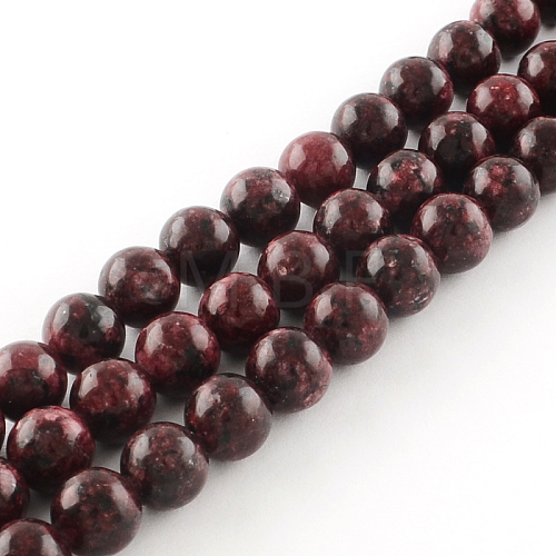 Dyed Natural Sesame Jasper Round Beads Strands G-R342-10mm-11-1