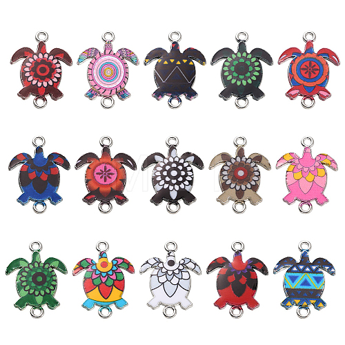 60Pcs 15 Styles Alloy Enamel Connector Charms ENAM-CJ0004-88-1